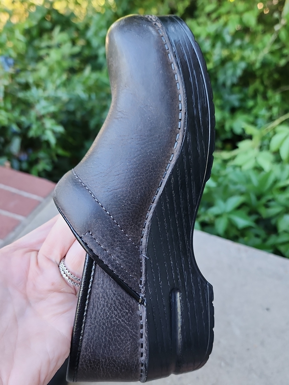 Dansko Dark Brown Leather Slip-On Clogs - Picture 12 of 17